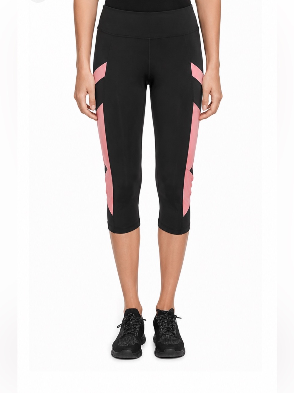 Leggings yoga Capri stretch slim cropped black coral pink mesh splendid